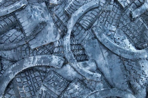 Dump background of old tires. cut automotive rubber chemical industry