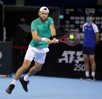 Sofia, Bulgaria - 10 November, 2020: Moldova's Radu Albot in action against Canada's Denis