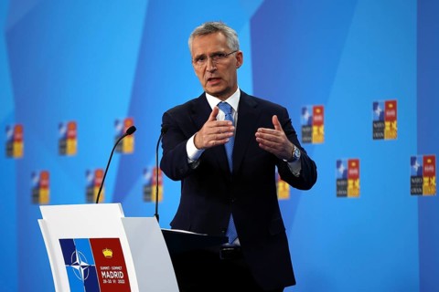 Madrid, Spain - 29 June, 2022: NATO Secretary General Jens Stoltenberg speaks at a press conference