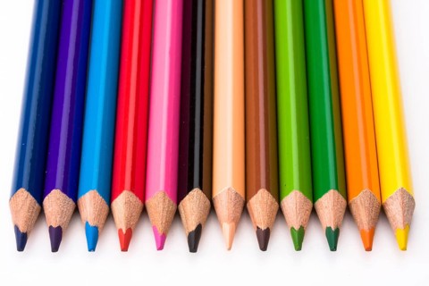 Beautiful colored crayons on white background