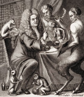Satirical portrait of Jacob Paul Freiherr von Gundling, 1673-1731, a German historian, Tobacco