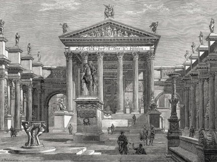 Reconstruction of the Temple of Minerva, Forum of Nerva, ancient Rome