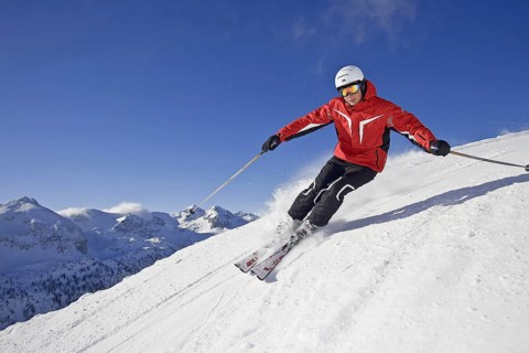 Skiers in action, Alps, Austria