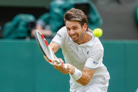 British tennis player Cameron Norrie in action at the 2024 Wimbledon Championships, London,