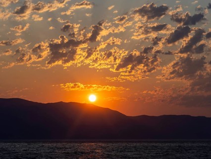 Cloudy mood, sunrise over the sea, Makarska Riviera, near Dubrovnik, Dalmatia, Croatia