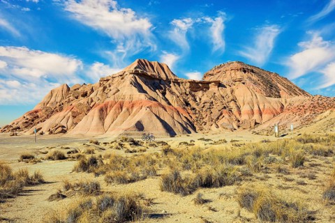 Bardenas Reales. Journey to the warm Spanish autumn. Semi-desert area in the Spanish province of