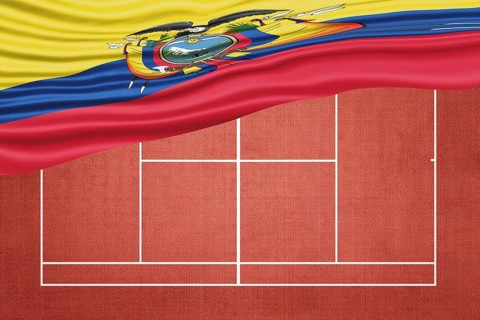 Ecuador Flag on Clay Tennis Court, Sports Symbol