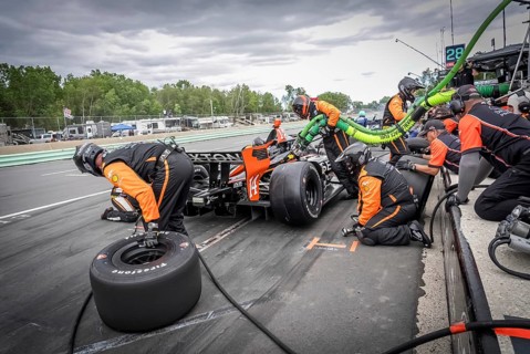 SANTINO FERRUCCI (14) of Woodbury, Connecticut comes down pit road for service during the XPEL