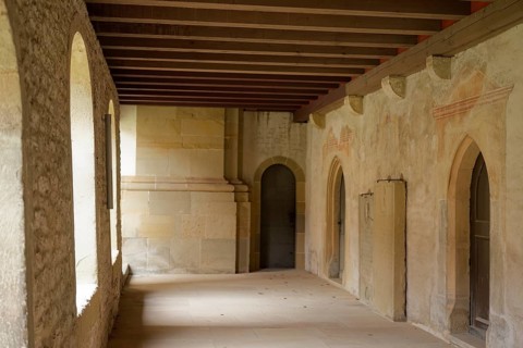 Cloister of the Comburg, Benedictine monastery, Way of St James, pilgrims, epitaph, Schwäbisch