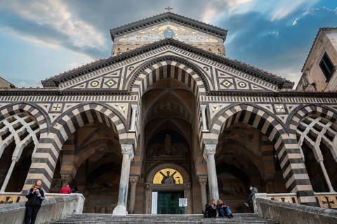 Portal of the mediaeval Saint Andrew cathedral in Amalfi, Italy