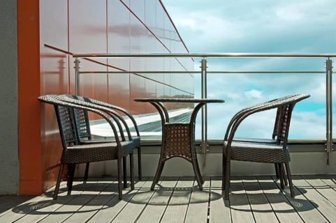 Table with two chairs on terrace