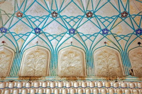 Fort Amber, Amber, near Jaipur, Rajasthan, North India, India, Asia, Detailed ceiling pattern with
