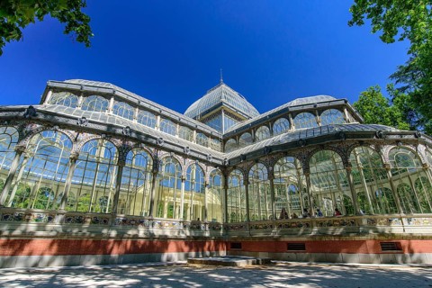 Palacio de Cristal (Glass Palace) in Buen Retiro Park in Madrid, Spain