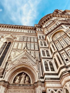 Detailed view of the Cathedral of Santa Maria del Fiore in Florence, Italy