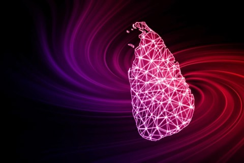 Map of Sri Lanka, Polygonal mesh line map, modern map