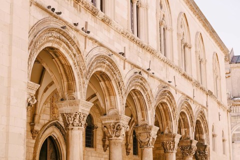 Dubrovnik, Croatia - 04 may 2016: The Princely Palace is a 14th-century Gothic and Renaissance