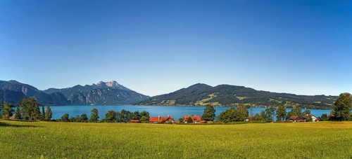 View of Attersee is the largest lake of the Salzkammergut region in the Austrian state of Upper
