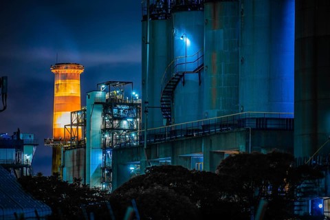 Factory night view of the Keihin region. Shooting Location: Kawasaki City, Kanagawa Prefecture