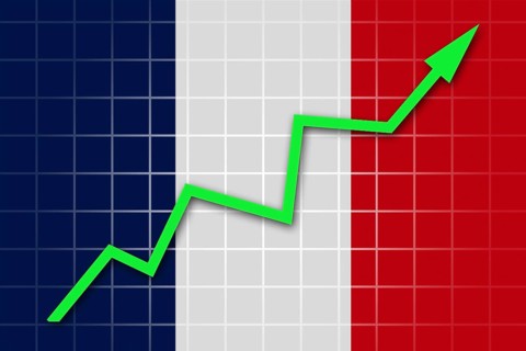 The French flag and arrow graph going up