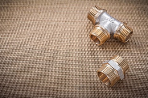 Plumbing fixtures pipe fittings on water mesh filter horizontal version