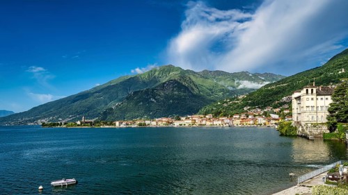 A view over Lake Como near Gravedona in Italy in summer
