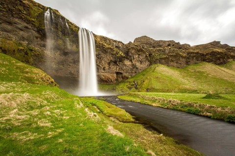 Early morning at Seljalandsfoss waterfall, Golden Circle, Iceland