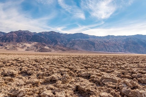 Famous salt field Devils Golf Course in Death Valley National Park, USA