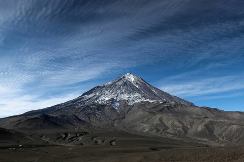 Scenery mountain landscape: view on cone of active Koryak Volcano (Koryaksky Volcano), beautiful