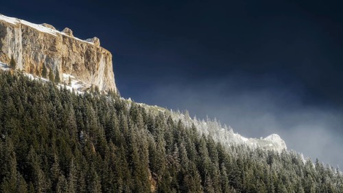 The Hoher Ifen mountain in Kleinwalsertal in winter. Austria Allgäu Alps