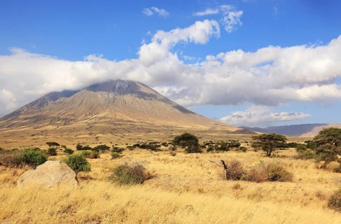 Ol Doinyo Lengai Mountain in the Savannah of Tanzania, East Africa, Lake Natron, Tanzania