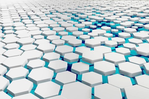 3d illustration of a white and turquoise hexagon background