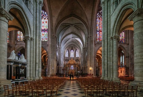 Saint-Etienne Cathedral, first Gothic cathedral, Sens, Burgundy, Yonne department,