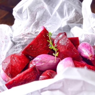Oven baked red beets