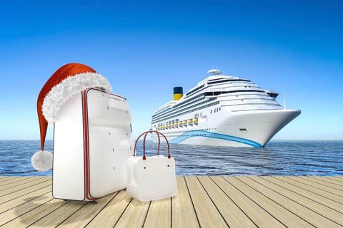 3d rendering of a christmas travel cruise ship