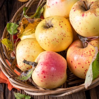 Frische und leckere bio-äpfel in einem korb