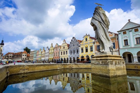 The historic town square of Telc in the Czech Republic. Unesco Austria World Heritage Site