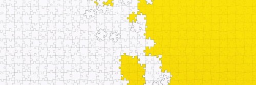 A white and yellow jigsaw banner background illustration