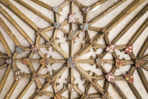 Ancient wooden structure at the ceiling of the galleries of Canterbury cathedral in Cantebury,
