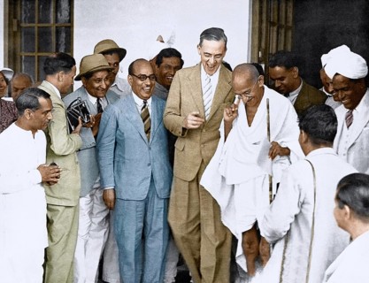 Mahatma Gandhi with Sir Stafford Cripps, New Delhi, India, Asia, March 27, 1942