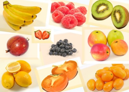 Fruit collage with various fruits