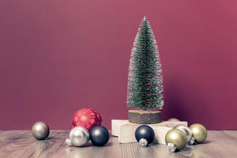 Christmas decoration glass balls with fir tree