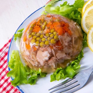 Delicious aspic with pork bones and pork legs