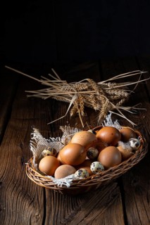 Fresh eggs straight from the farm in a basket