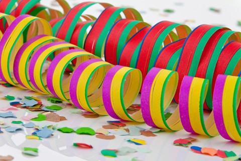 Colourful carnival garlands and confetti at carnival, Austria