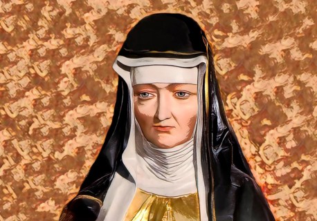 Figure of Hildegard of Bingen, Sibyl of the Rhine, 1098 – 1179, German Benedictine abbess and