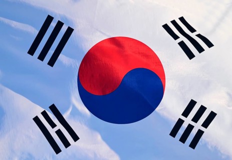 South Korea's national flag flutters in the wind