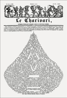 Front page with the verdict against an editor in pear shape, the magazine Le Charivari, 1834