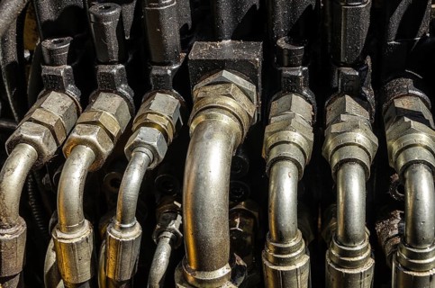 Detail of an engine of an excavator