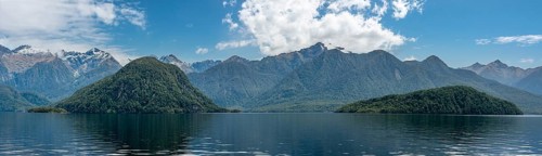 Beautiful mountain landscape surrounding lake Te Anau, South Island of New Zealand