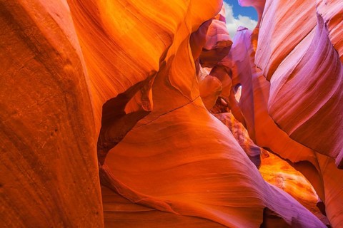 Fantastic slot-canyon Antelope in the Navajo reservation. Bright red and orange colored clay